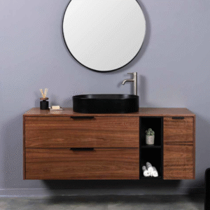 Vanity Cabinet With African Walnut Surface, Luxury Design