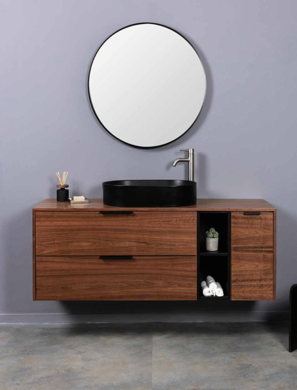 Vanity Cabinet With African Walnut Surface, Luxury Design