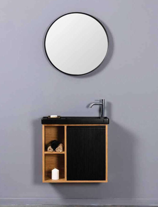 Vanity mini series with a cabinet door, 2 open storage